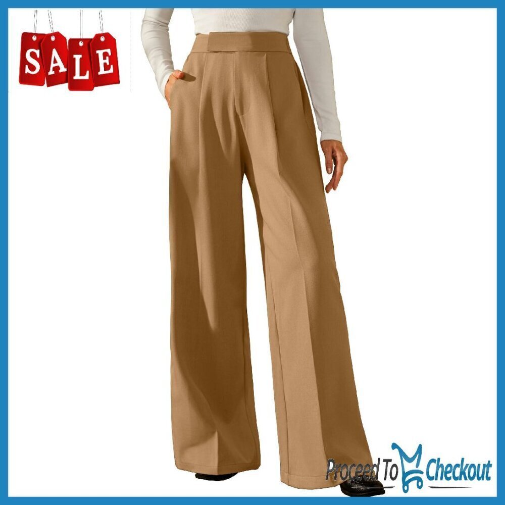 Wrinkle-Free Pleated Wide Leg Business Pants - Petite/Regular